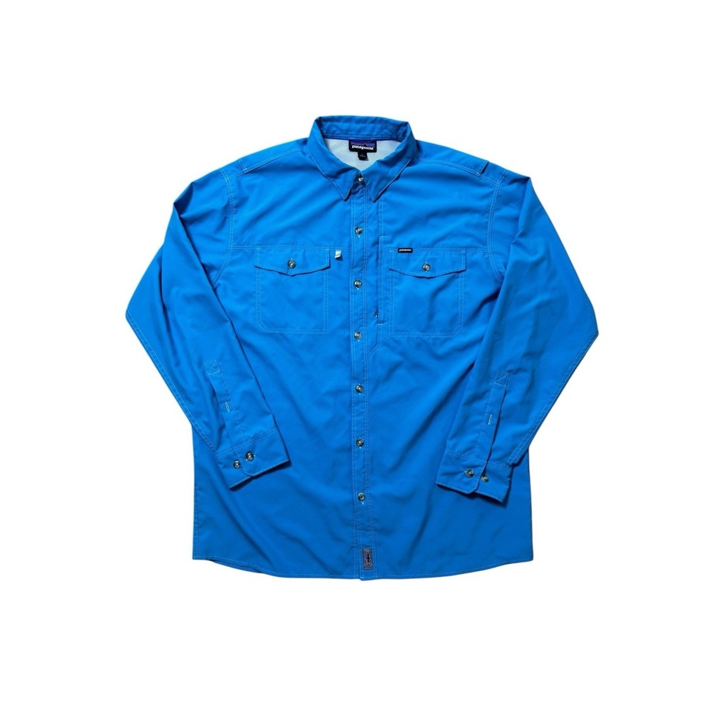 Patagonia Shirt Mens Large Blue Fishing Sol Patrol II Roll Tab Hiking 54254